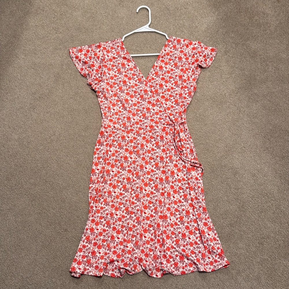Floral Red Wrap Dress